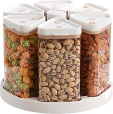 Rice Dispenser 6 Grid Cereal Dispenser 360 Rotating Grain Storage Container