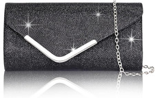 Clutch Purses for Women, Shiny Sequin Envelope Clutch Evening Bag with Chain, Fa