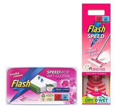 Flash Speedmop Starter Kit Pink Limited Edition & Wet Cloth Refills 24pk