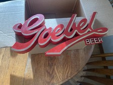 VINTAGE RED PLASTIC GOEBEL BEER SIGN 3D  BAR TAVERN  MAN CAVE DETROIT