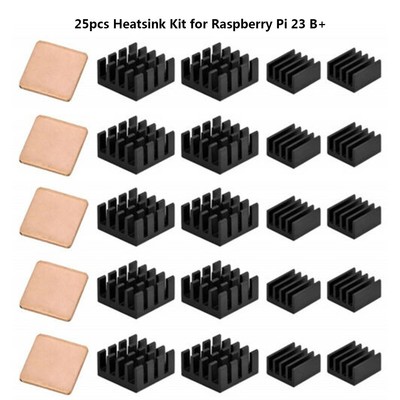 25 Stück Kühlkörper Kit Kupfer Aluminium Kühler Für Raspberry Pi 2/3 B+ 4B
