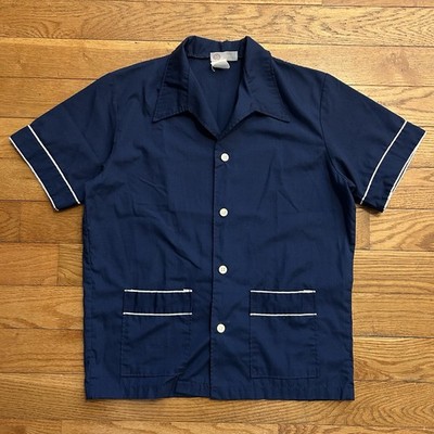Vintage 70s Sears Kings Road Bowling Camp Collar Short Sleeve Button Up Shirt M