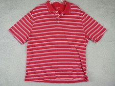 Saddlebred Mens Extra Large Red Striped Easy Care Polo Shirt