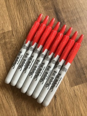 Sharpie EINZIEHBARE FEINE FEDER (1,0 mm Linie) ROTER PERMANENT Marker (PKT 8) BRANDNEU