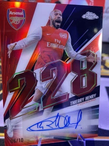 25/26 Topps Chrome Arsenal Thierry Henry 228 & Out Autograph 6/10 Blue Ink Auto