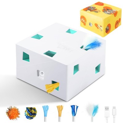 Migipaws Automatic MigiBox Plus Cat Toys 3 n1 Interactive X Large, White