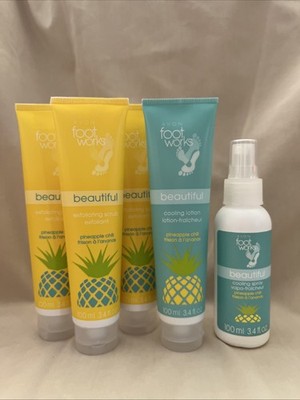 New Avon Footworks Pineapple Chill Exfoliating Foot Scrub Cooling Spray & Lotion