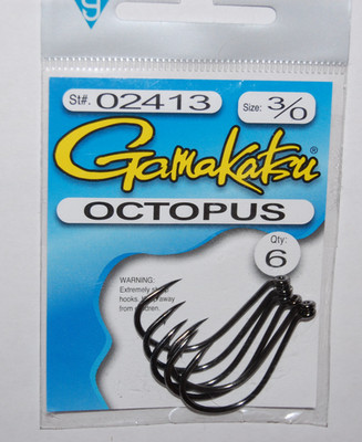 gamakatsu octopus hook size 3/0  6 per pack 02413 