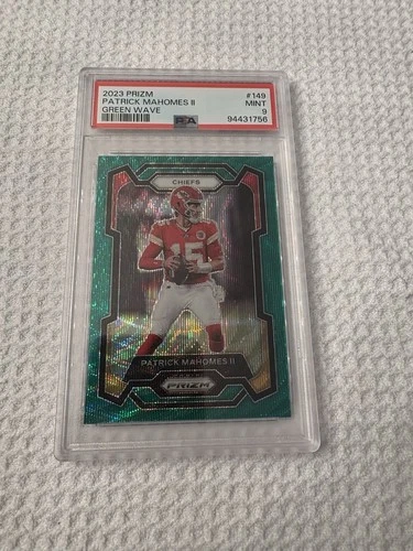 2023 Panini Prizm Patrick Mahomes II Chiefs #149 Green Wave Prizm PSA 9