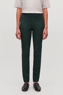 COS Green Slim Work Pants Size 10 Minimalist Stretch Trousers Quiet Luxury