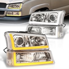 Sequential LED DRLHead Lights Corner Left Right For Silverado 03 04 05 06 07