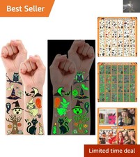 Waterproof Halloween Temporary Tattoos for Kids - 250 Glow-in-the-Dark Designs