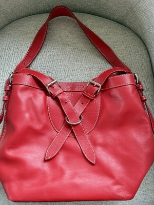 Vintage Jil Sander Rich Red Lambskin Leather Handbag Purse  Italy