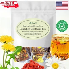 15Bags Dandelion Wolfberry Tea, Natural Kidneys & Liver Health Goji Berry Chrysa