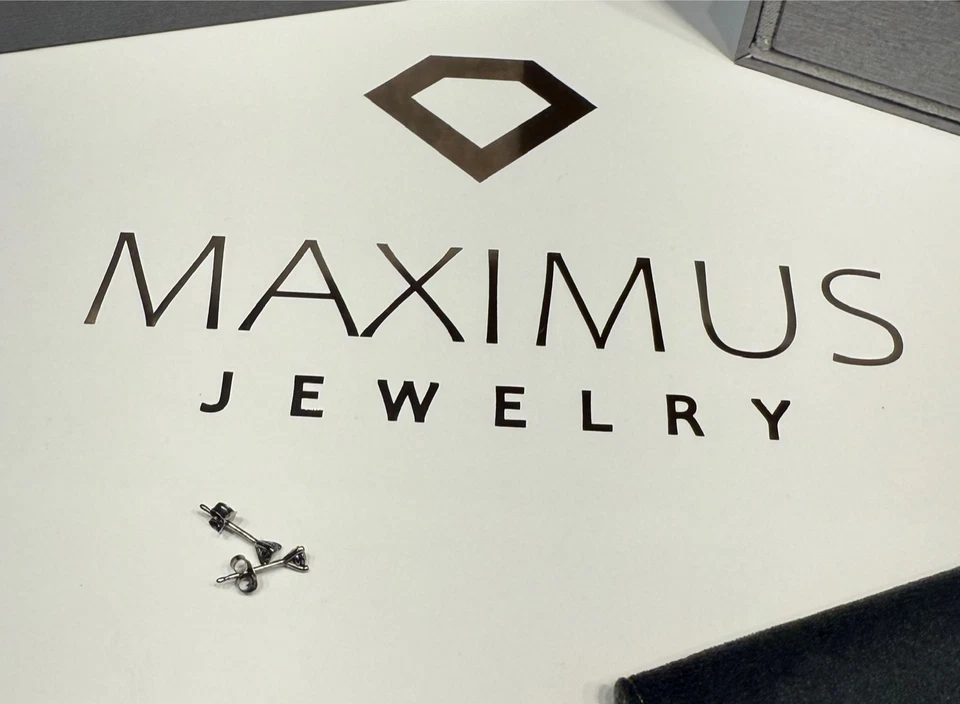 14K Gold Black Rodium Round Black Diamond Push Back Martini Stud Earrings 0.20ct - Image 2 of 3