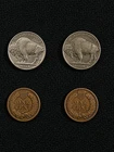 1937-5C Buffalo Nickel and 1905, 1906 Indian Pennies