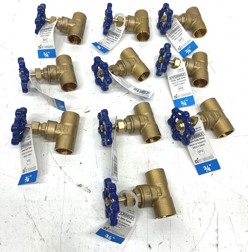 10PK Everbilt 3/4 in. Brass C x C Compact-Pattern Gate Valve - 100-454EB