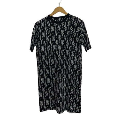 HERMÈS Abito manica corta HERMES Tag 22SS 40 cotone nero fantasia allover 2E4501DG