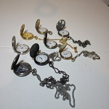 Lot Of 8 Novelty Quartz Pocket Watches Untested Not Running Sold Sold As Is