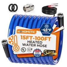 (15-100FT) Heated Water Hose for RV,-45 ℉ Antifreeze 4.0 Upgraded Heated 50FT
