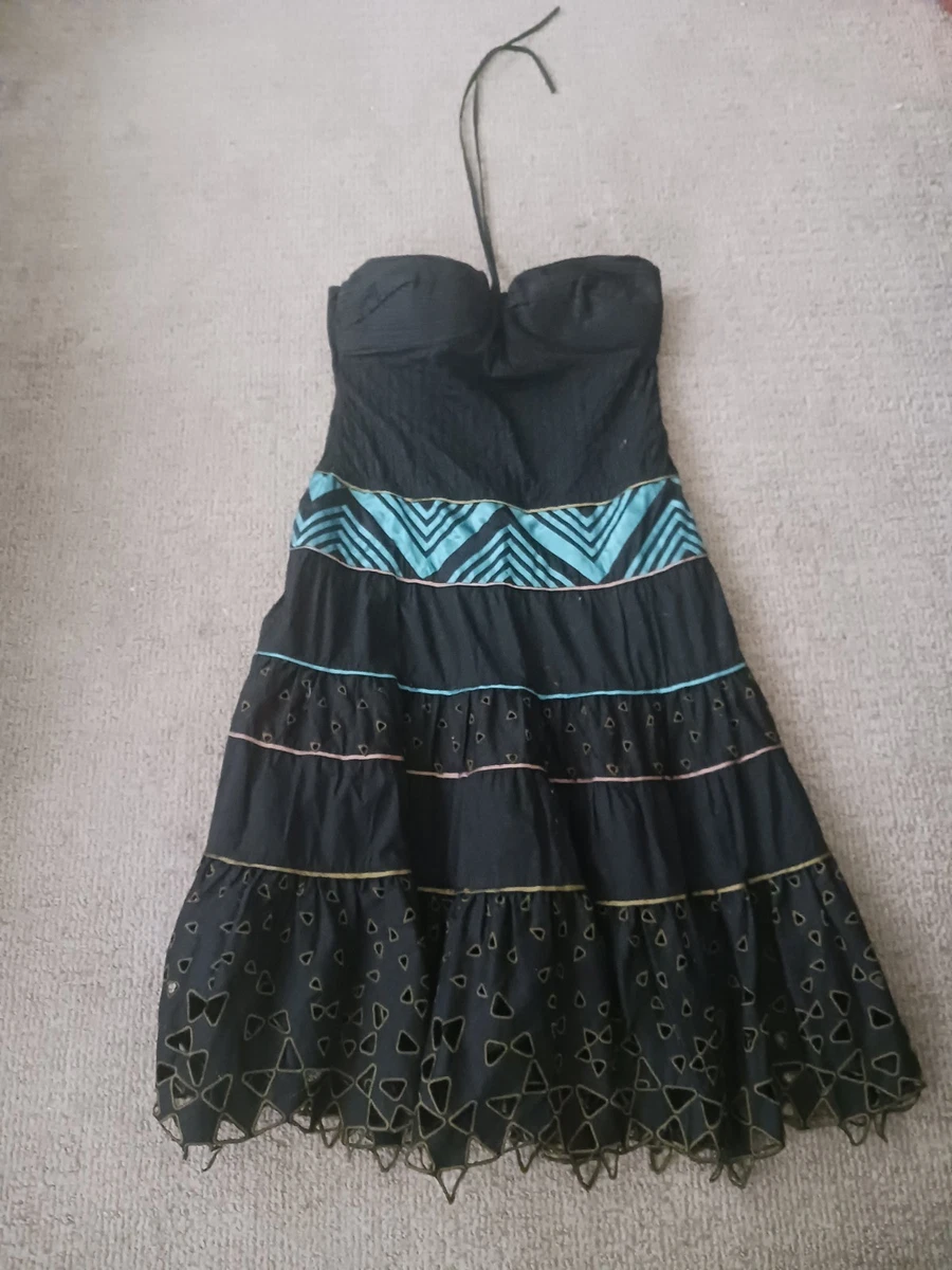green emerald velvet dress Catherine Malandrino Tiered Knit Mini Dress Black/Multicolor Size Smal   Celebrity Owned