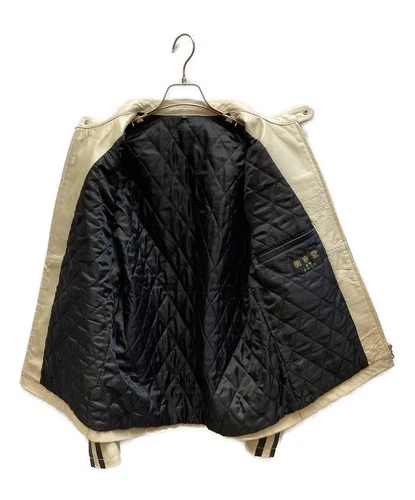 Hakuraido Single Leather Riders Jacket Men's Size 42 Black/Ivory image 3