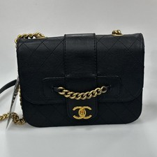 Chanel Black Gold Checkered Grap Hic Chic Medium-sized Messenger Shoulder Bag