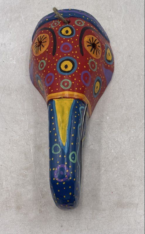 Multicolor Hand-Painted Handcrafted Guatemalan Folk Art Wood Mask
