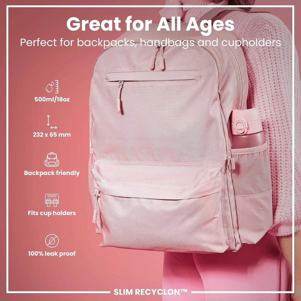 Eco-Friendly 18oz Water Bottle: BPA Free, Easy Clean, Travel Ready Pink Design - Image 4 of 4