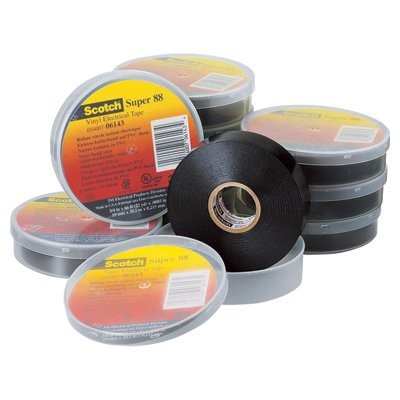3M Scotch Super 88 Vinyl Electrical Tape -18-105 Deg C 66ftx3/4in Black (10/Pk)