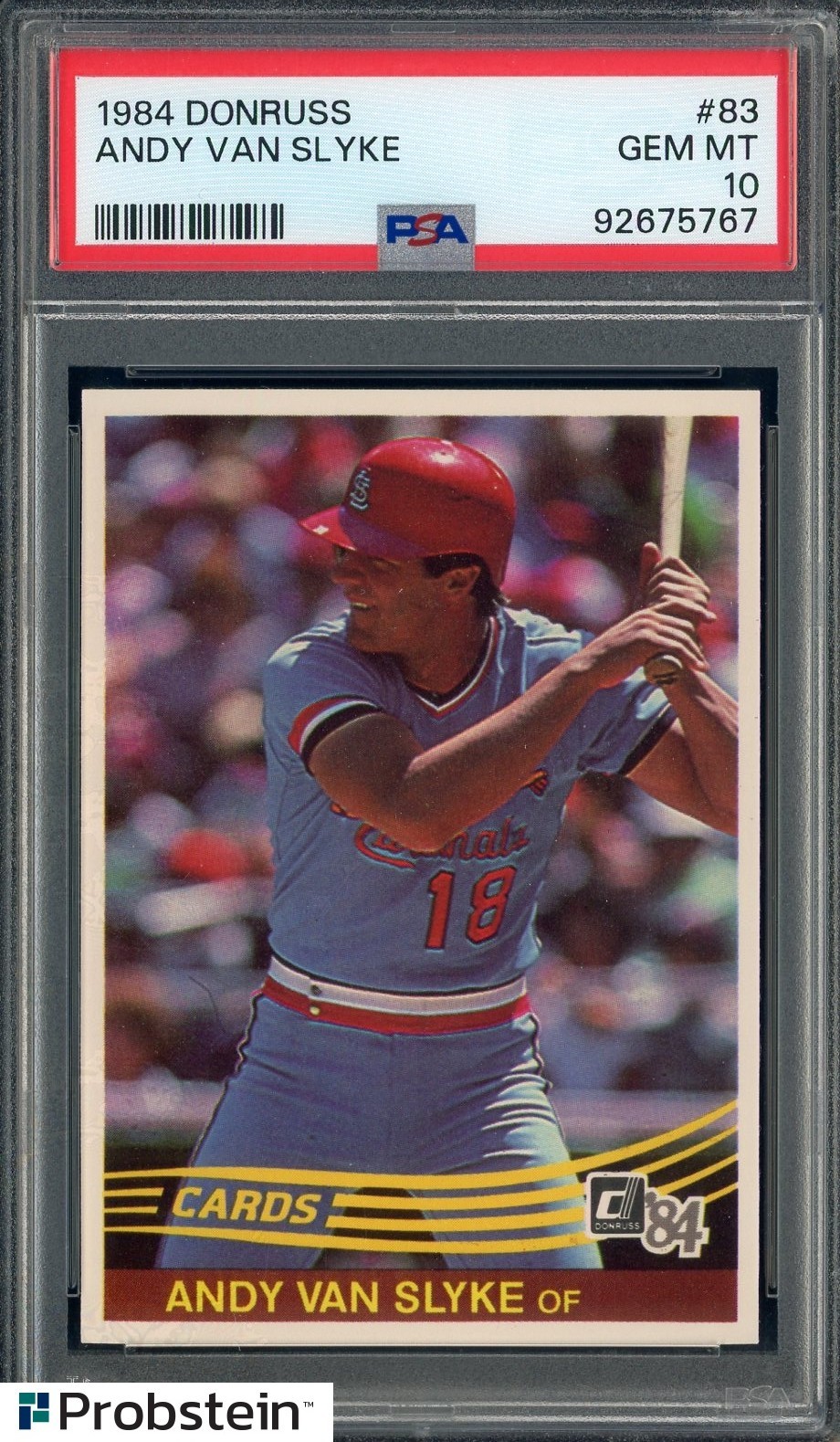 1984 Donruss #83 Andy Van Slyke St Louis Cardinals PSA 10 GEM MINT