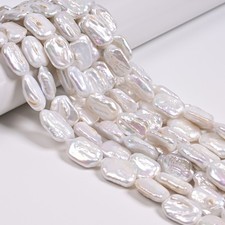 Natural White Fresh Water Pearl Irregular Rectangle Beads 13-14x18-20mm 15" Strd