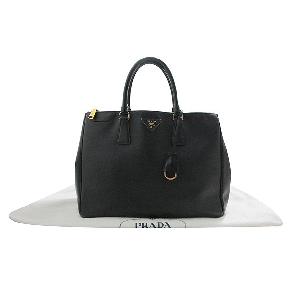 Prada Saffiano Lux Black Gold Logo Tote Bag BN1786