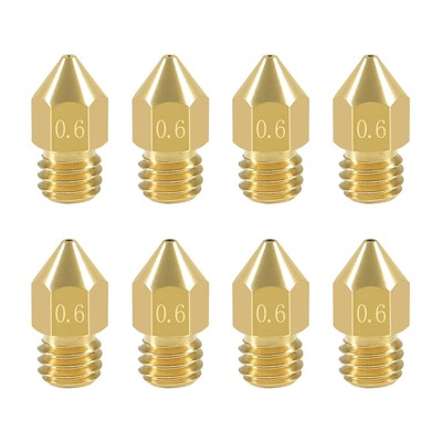 Aokin 8 Pcs 0.6mm MK8 Extruder Nozzles 3D Printer for Creality 