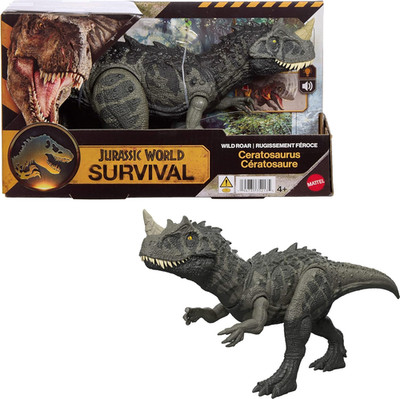 Jurassic World Wild Roar Ceratosaurus Dinosaur Action Figure Toy with Chomp Atta