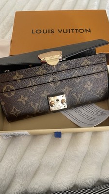 Louis Vuitton Monogram Envelope Wallet Brown Black Women's Zipper Folding Logo