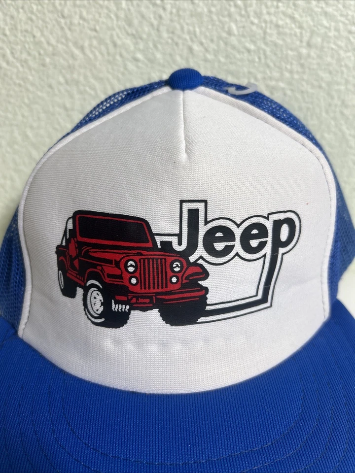 Gorra de camionero vintage Jeep Snapback para hombre azul blanco años 80 al aire libre Foto 2 de 4