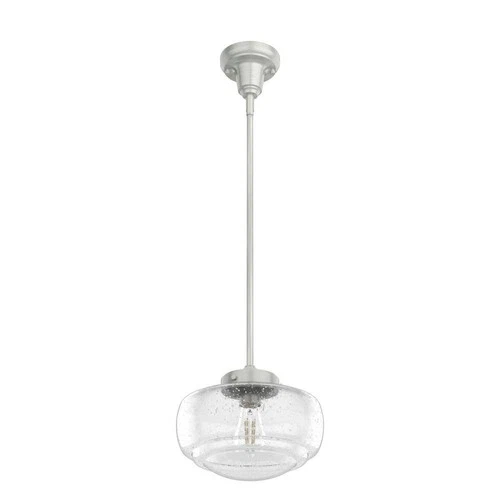 Hunter Saddle Creek 1-Light Brushed Nickel Mini Pendant with Seeded Glass Shade - Picture 8 of 10