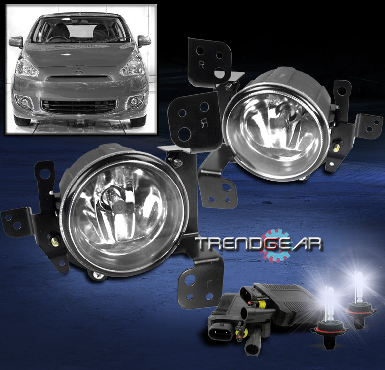 14 15 MITSUBISHI MIRAGE BUMPER DRIVING CHROME FOG LIGHT LAMP W/8000K HID+HARNESS