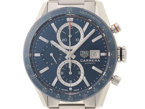 TAG HEUER Carrera Chrono Caliber 16 Watch SS Stainless Blue Dial Used