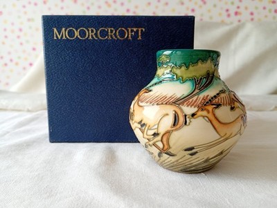 Moorcroft Impala Vase 8,5 cm Kerry Goodwin 2007 - Originalverpackt Neuwertig