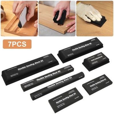 7x Sanding Block Kit Flexible EVA Foam Wet/Dry Various Shape Size for Auto Wood