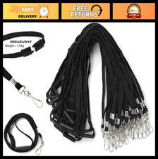 Premium Black Breakaway Lanyards with J-Hook for ID Badges - 50 Pack