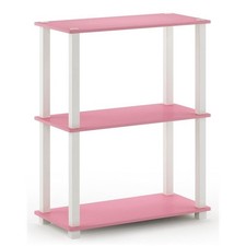 Pemberly Row Turn-S-Tube Engineered Wood 3-Tier Shelf Display Rack in Pink/White