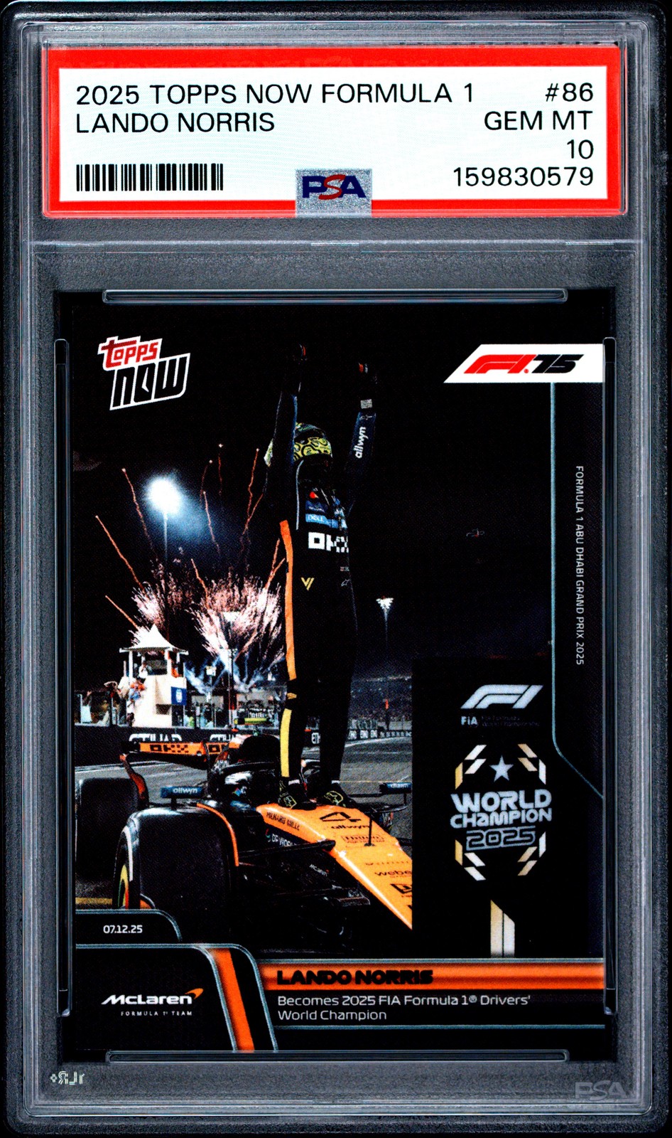 2025 TOPPS NOW FORMULA 1 #86 LANDO NORRIS PSA 10