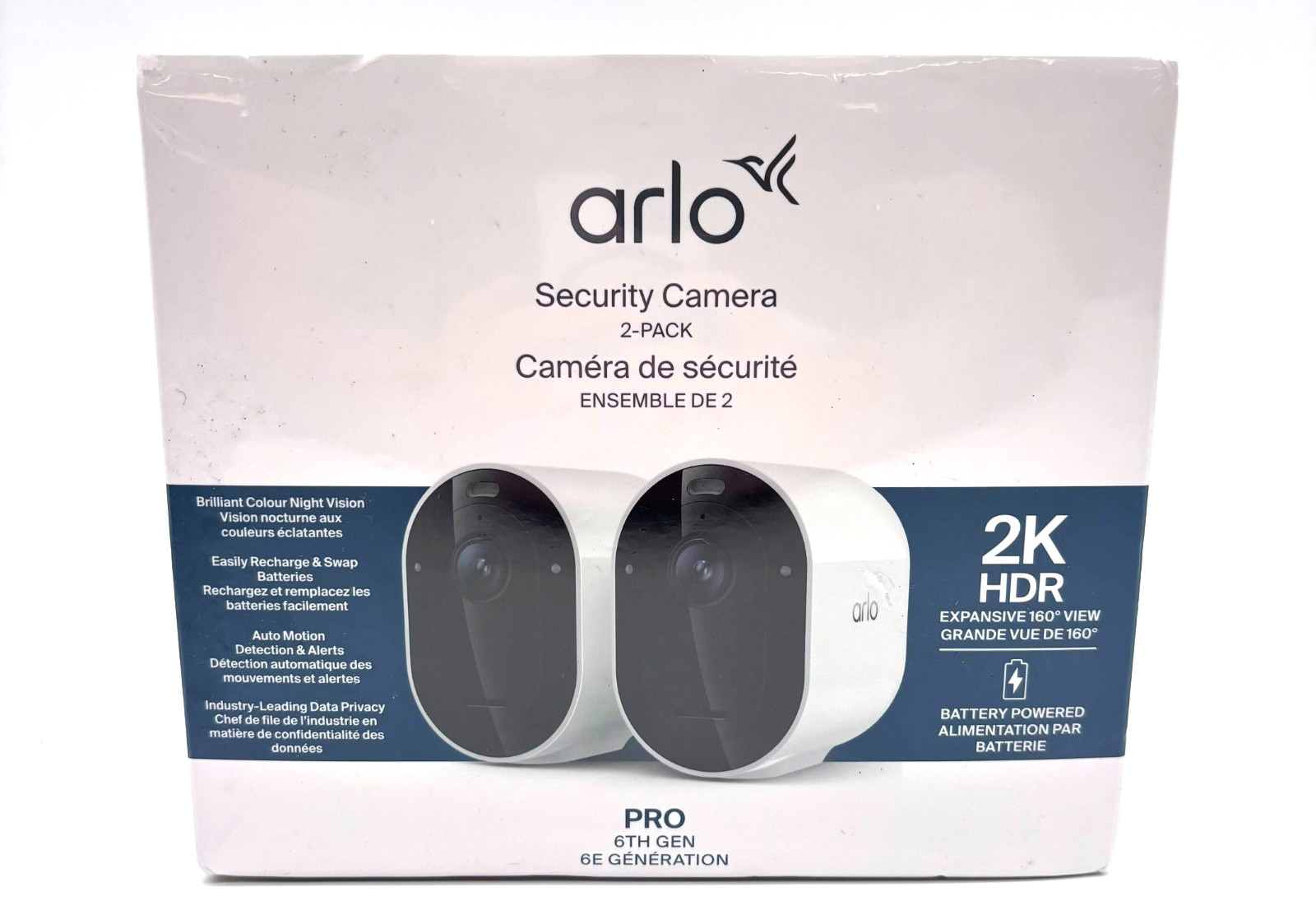 Arlo Pro 6th Gen 2K HDR Expansive 160 Degrees View Security Camera 2 Pack