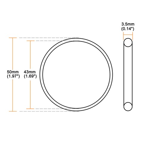 O-Rings Gomma Fluoro 43mm x 50mm x 3,5mm Anelli di Sigillatura Guarnizione - Foto 2 di 2