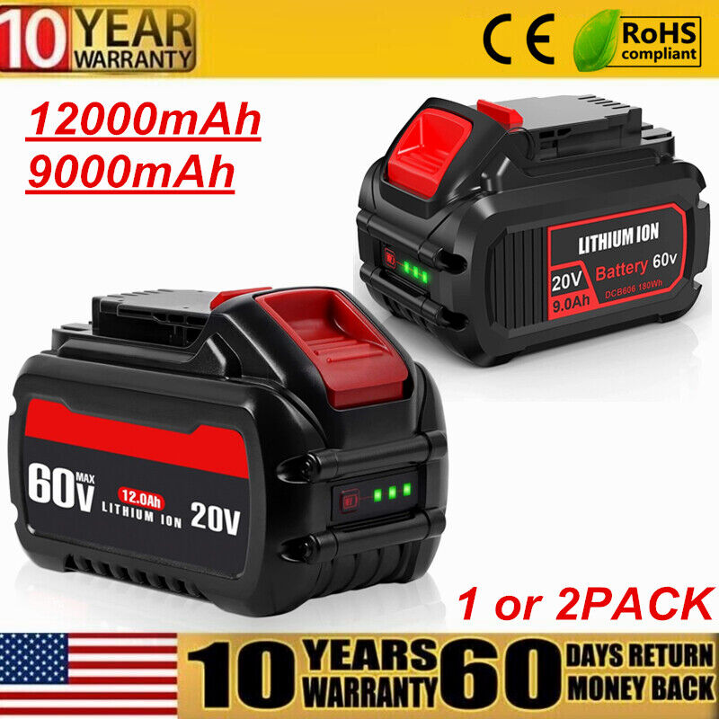 60VOLT 12Ah 9Ah Li-Ion Battery For DEWALT DCB609 20V/60V MAX