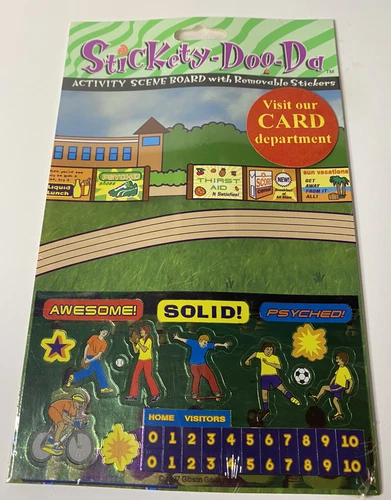 Gibson Greetings Stickety Doo Da Vintage 1997 Stickers Activity Board Skateboard