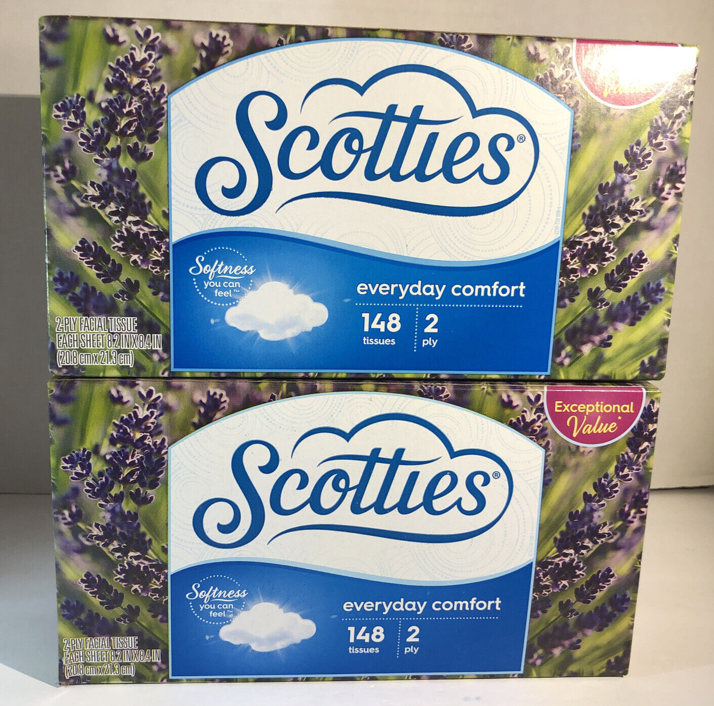 Pack of 148 box Scotties 2-Ply Facial tissues 2 boxes 